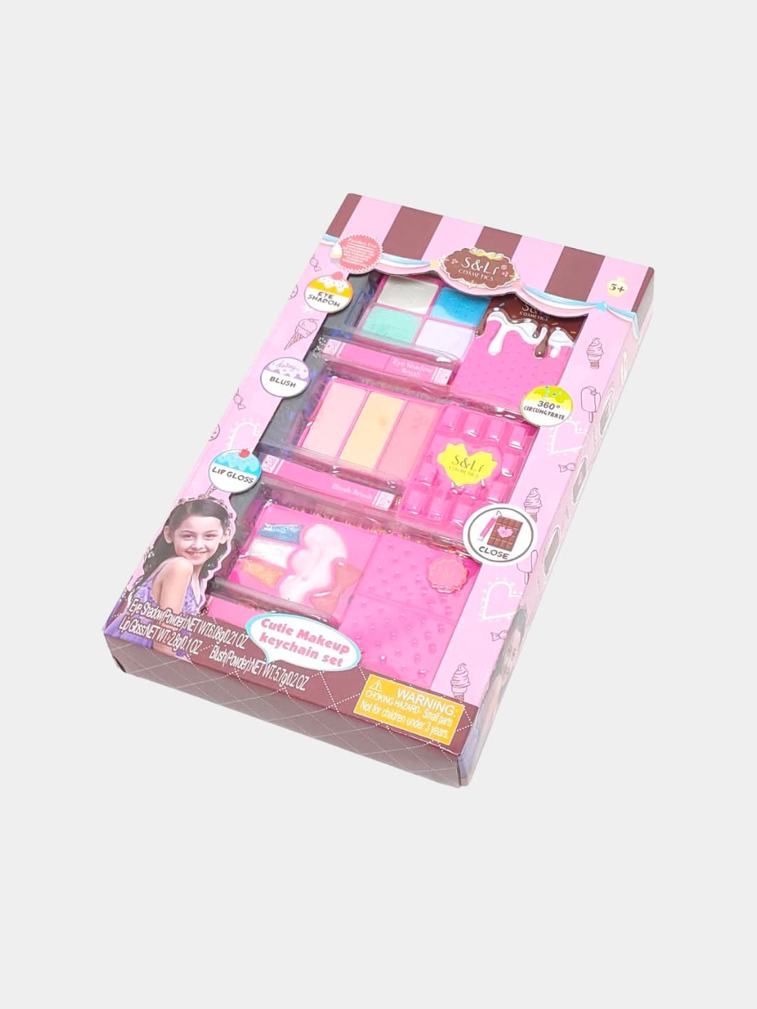 Детский набор косметики Cutie Makeup Keychain Set, Брелок + палетка теней, румяна, блеск, Для девочек 5+, Безопасная формула — фото 3