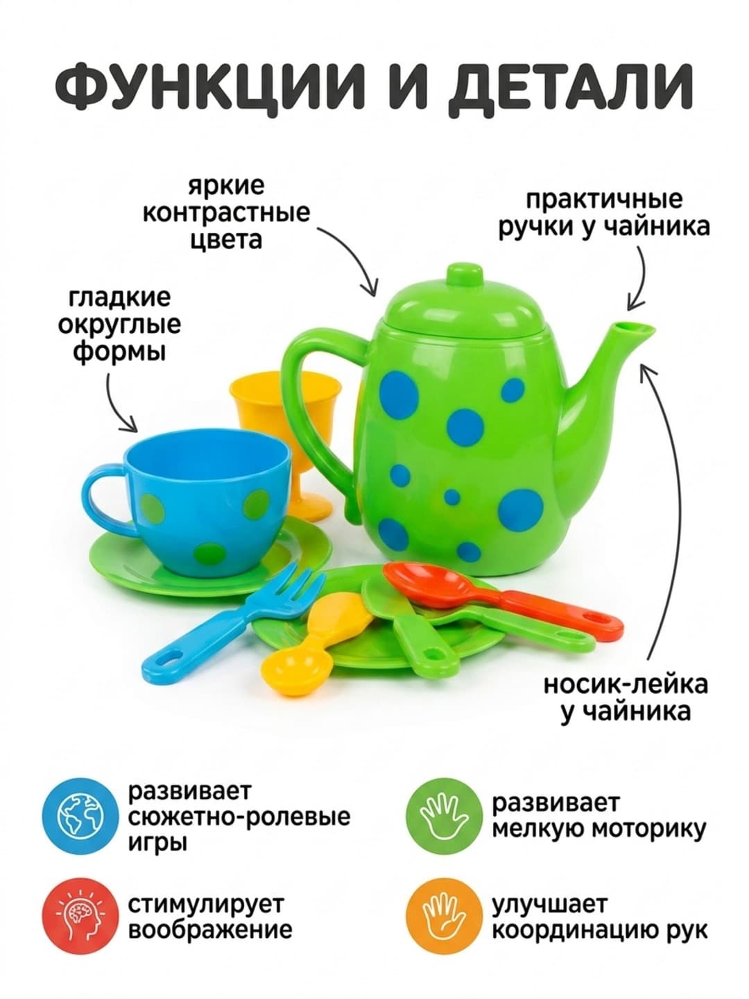 Набор посуды Chef Dream, Игровой комплект для сюжетных игр, Для детей от 3 лет, Безопасный пластик — фото 3
