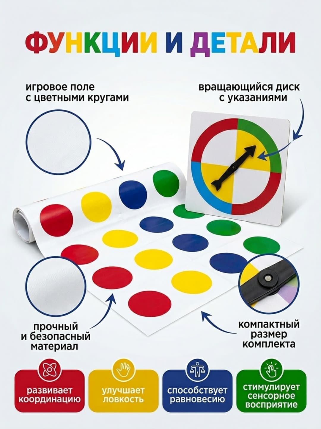 Настольная игра Twister, Игровая активность на координацию и ловкость, Для детей от 6 лет и всей семьи — фото 3