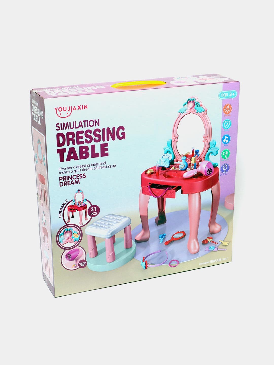 Детская трюмо Princess Dream 678-2A, 31 деталь, для девочки от 3 лет, развивающая ролевая игра