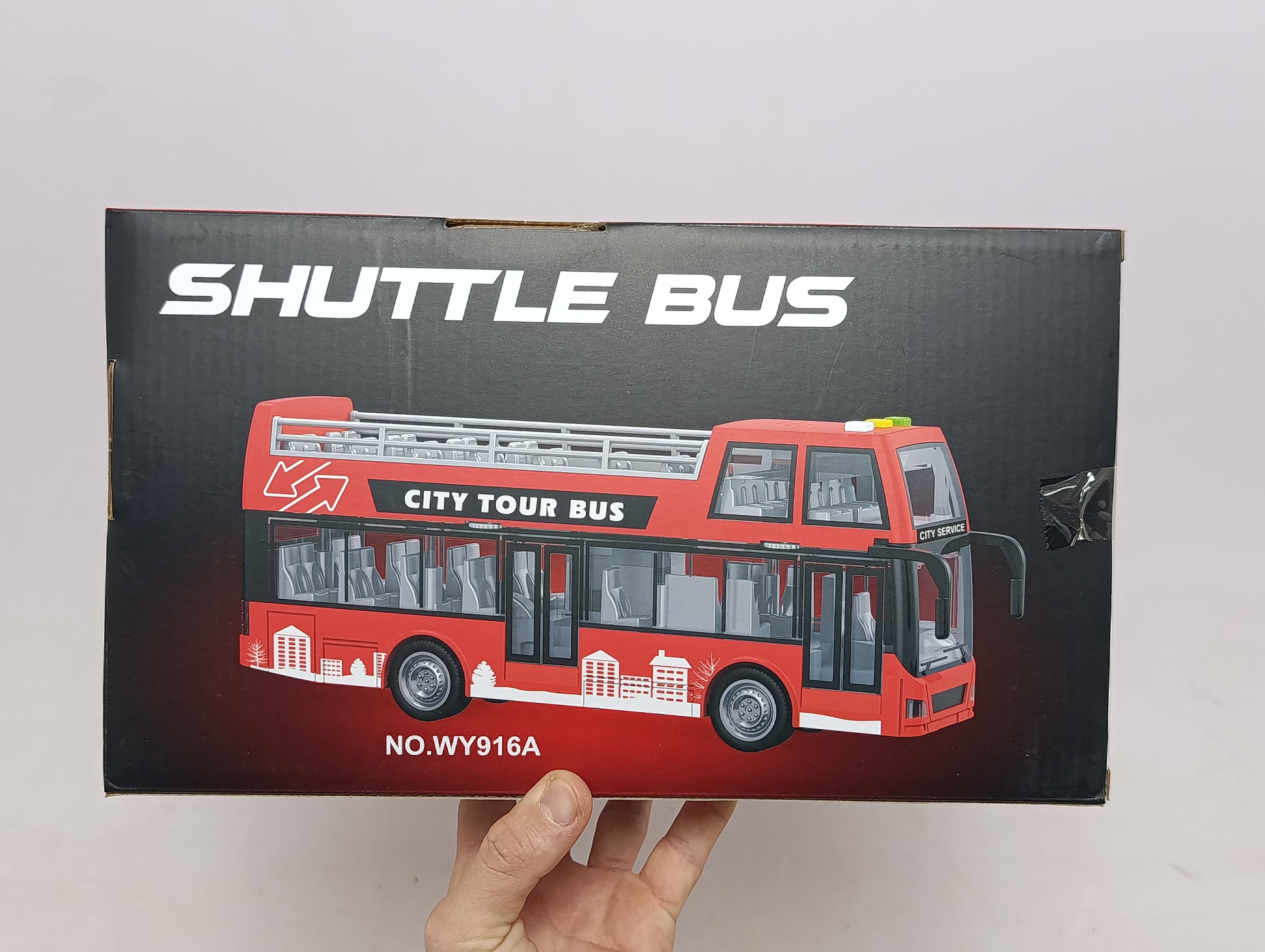 Автобус с открытым верхом City Tour Bus WENYI 1:16 инерционный двухэтажный со светом и звуком — фото 10