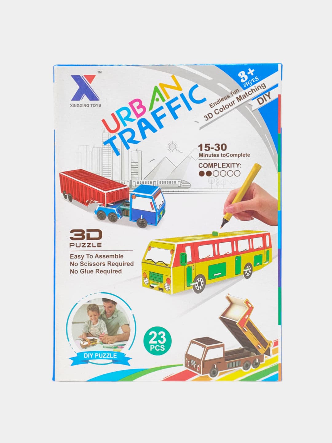 3D конструктор Urban Traffic, 2в1 модель транспорта и раскраска, развивающая моторику, для детей от 3 лет