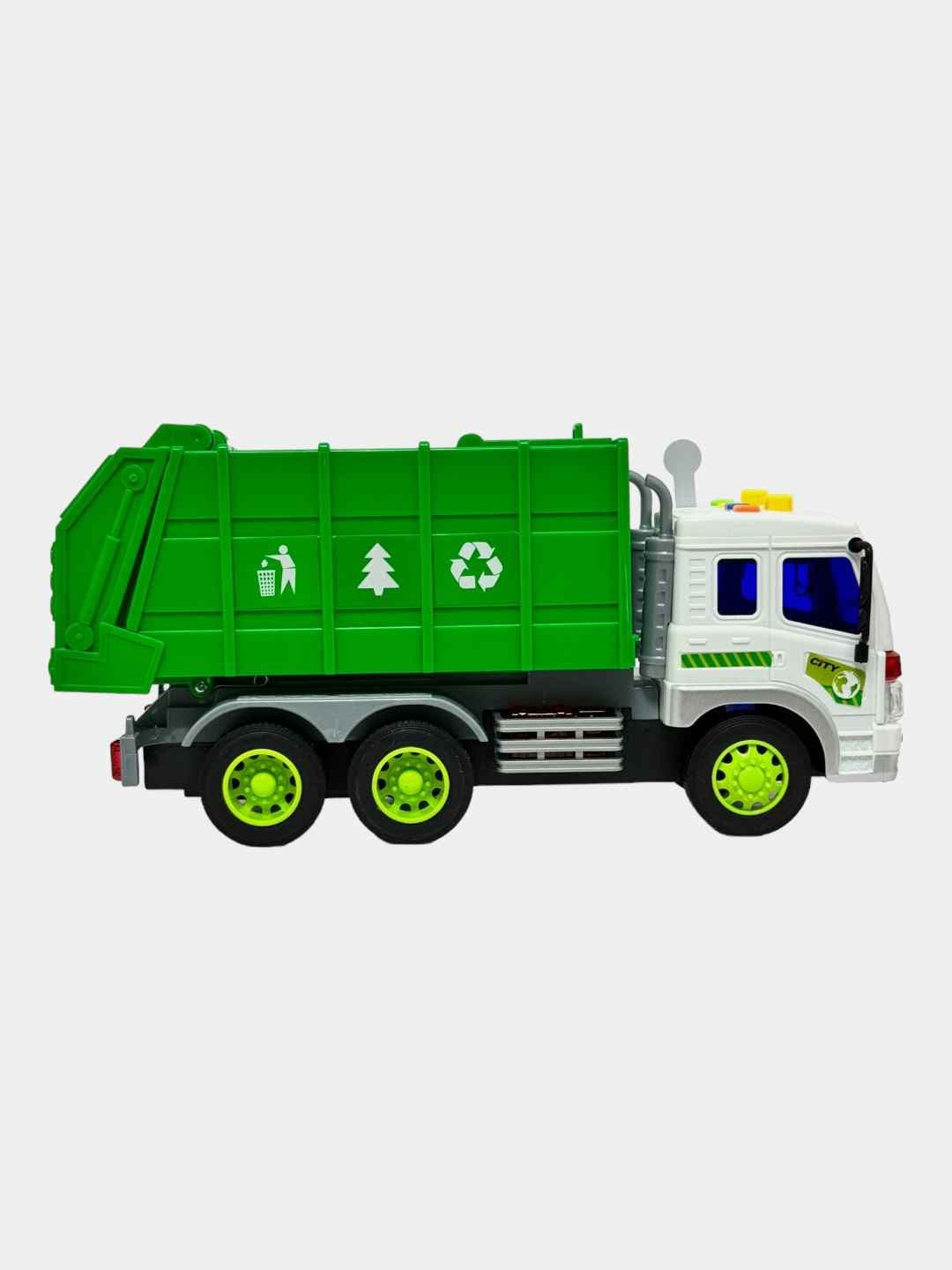 Мусоровоз игрушечный WENYI Purifier 1:16 инерционный со светом и звуком для детей — фото 3