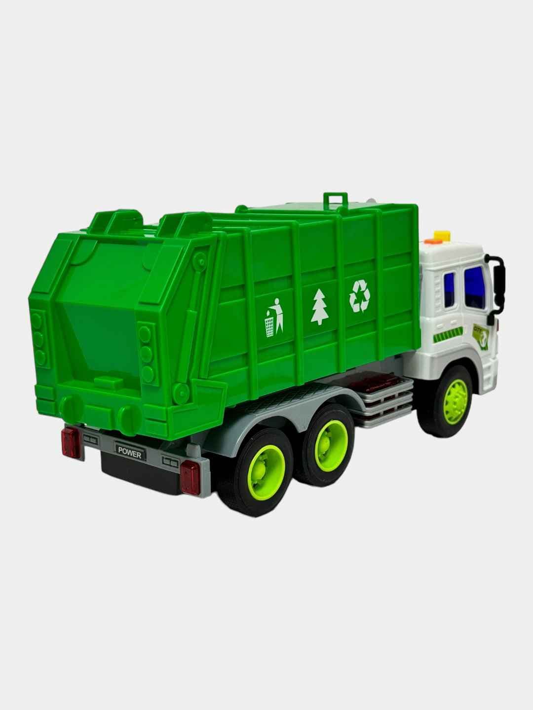 Мусоровоз игрушечный WENYI Purifier 1:16 инерционный со светом и звуком для детей — фото 4