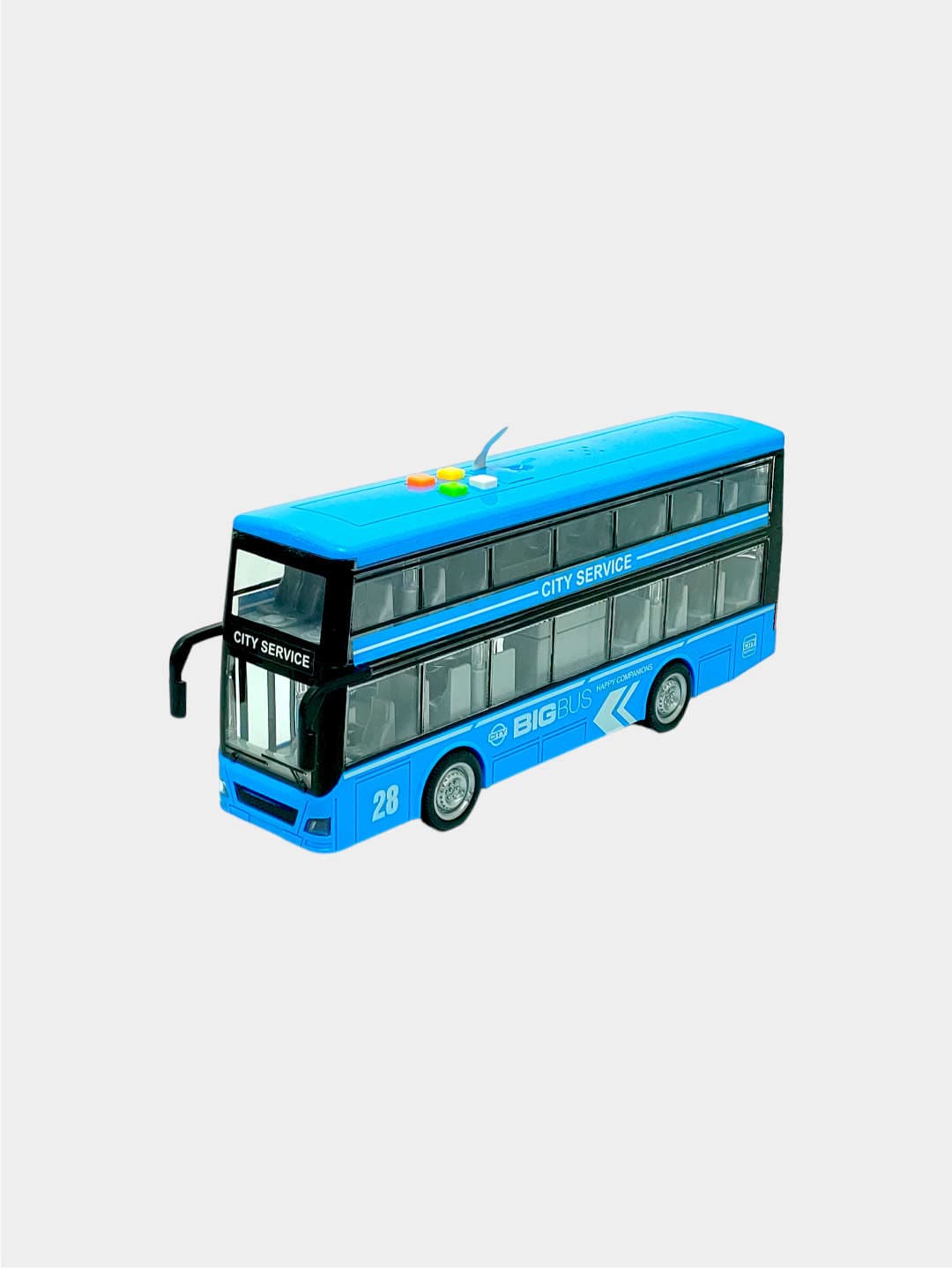 Автобус двухэтажный инерционный WENYI CITY 1:16 со светом, звуком и открывающимися дверями — фото 2