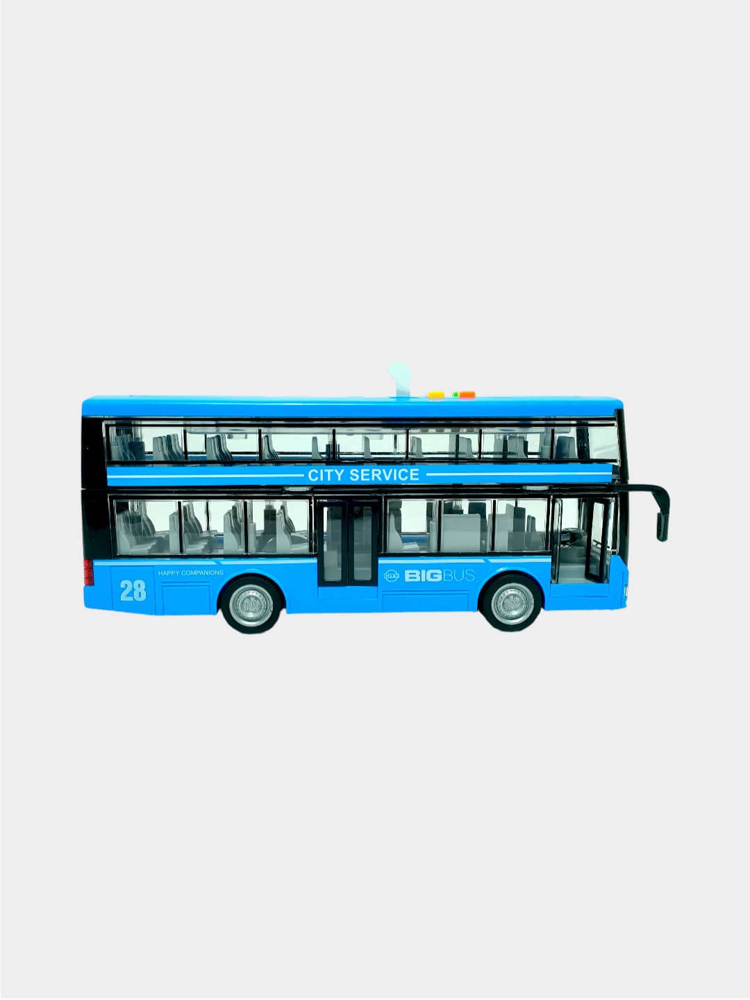Автобус двухэтажный инерционный WENYI CITY 1:16 со светом, звуком и открывающимися дверями — фото 3