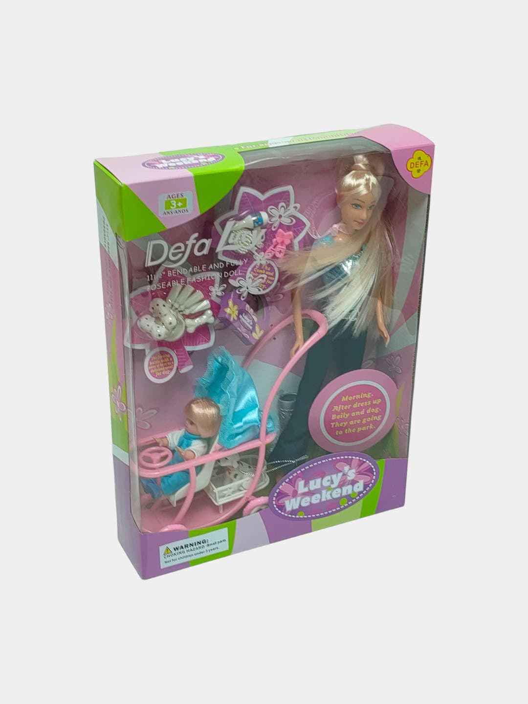 Кукла Defa Lucy Weekend шарнирная с пупсом, коляской и аксессуарами, игровой набор
