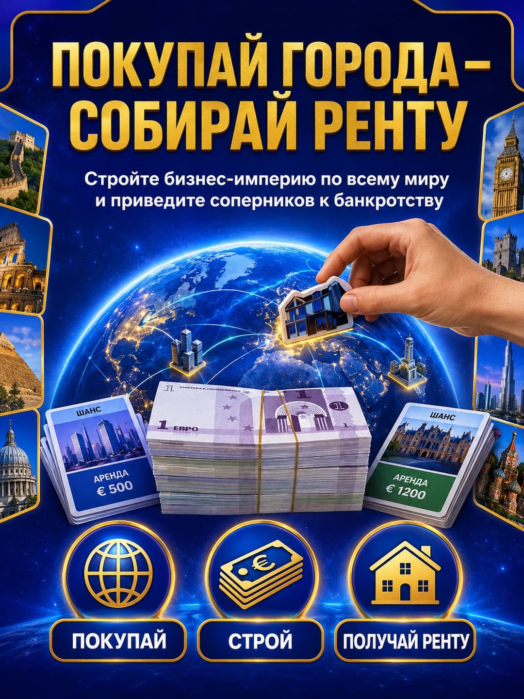 Настольная игра Мировая Монополия, экономическая стратегия для всей семьи, развивающая финансовую грамотность, 6+ лет — фото 3