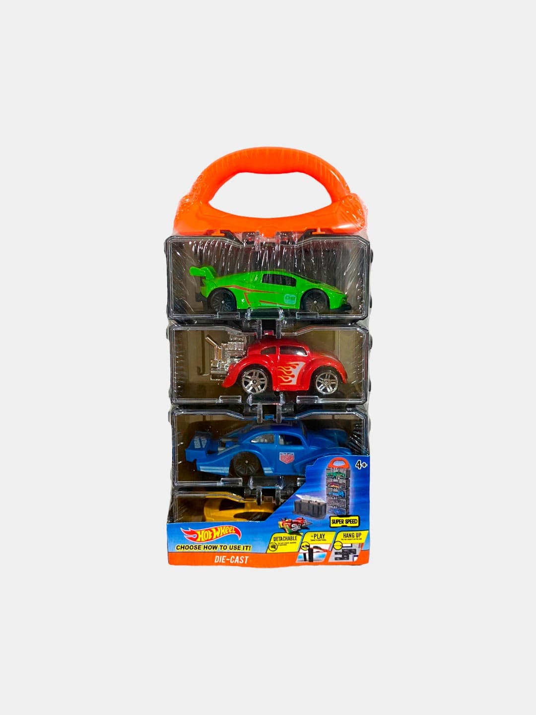Набор машинок Hot Wheels 4в1, Die-cast спорткары в кейсе-треке, Для детей от 4 лет, Развивающие игрушки для мальчиков