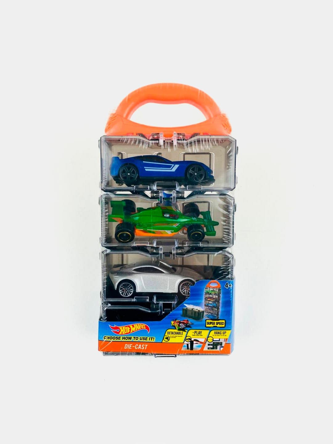 Набор машинок Hot Wheels 4в1, Die-cast спорткары в кейсе-треке, Для детей от 4 лет, Развивающие игрушки для мальчиков — фото 2