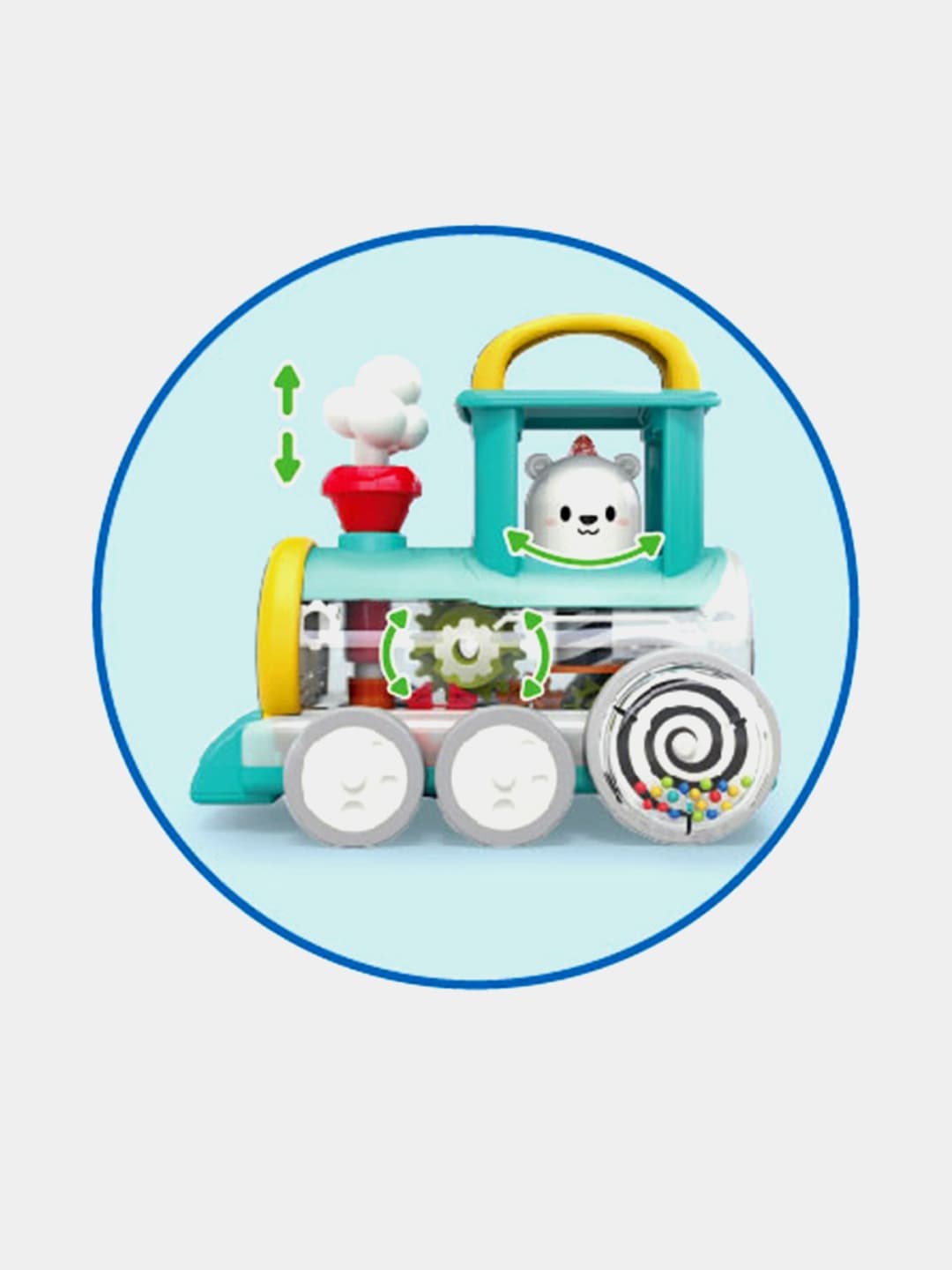 Каталка Train Engine Hola развивающая с шестеренками для детей 1+ — фото 3