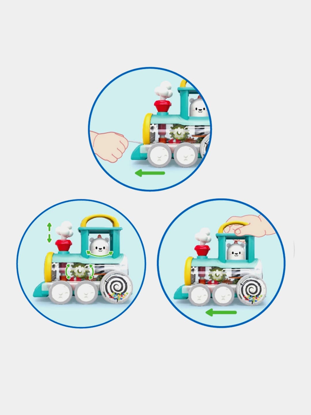 Каталка Train Engine Hola развивающая с шестеренками для детей 1+ — фото 4