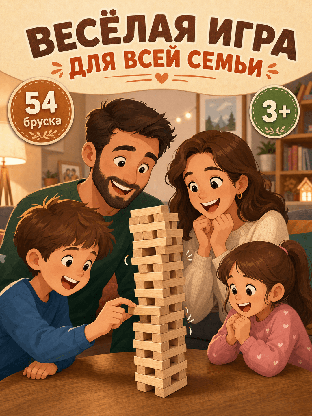 Игра на баланс Джанго 54, деревянные блоки для развития моторики, семейная настольная игра — фото 6
