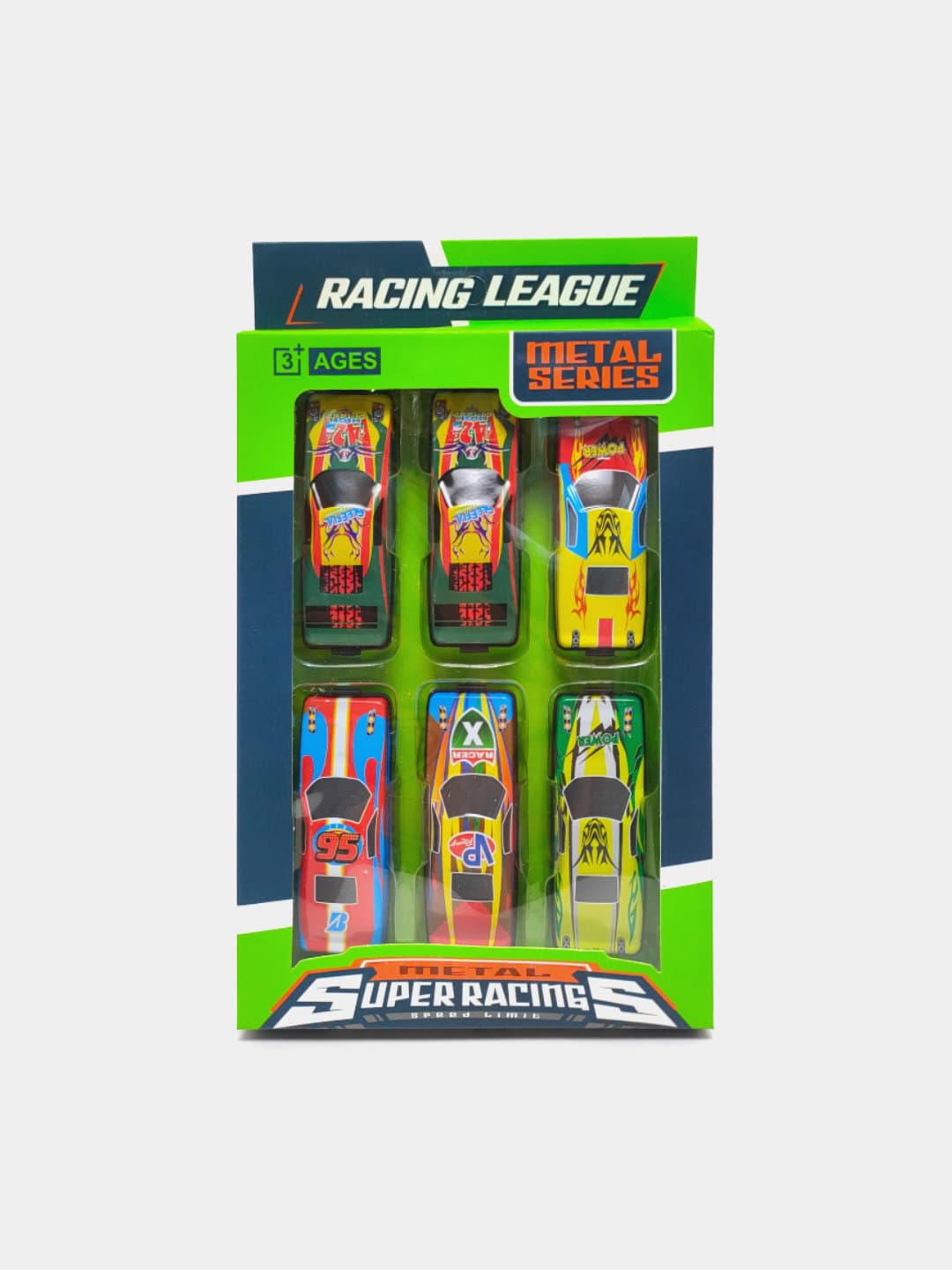 Набор металлических машинок Racing League, 6 в 1, для детей от 3 лет, прочные и яркие — фото 8
