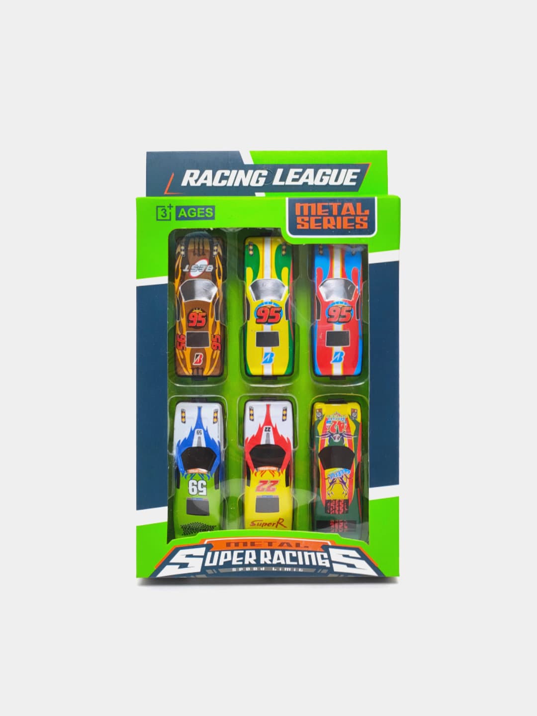 Набор металлических машинок Racing League, 6 в 1, для детей от 3 лет, прочные и яркие — фото 9