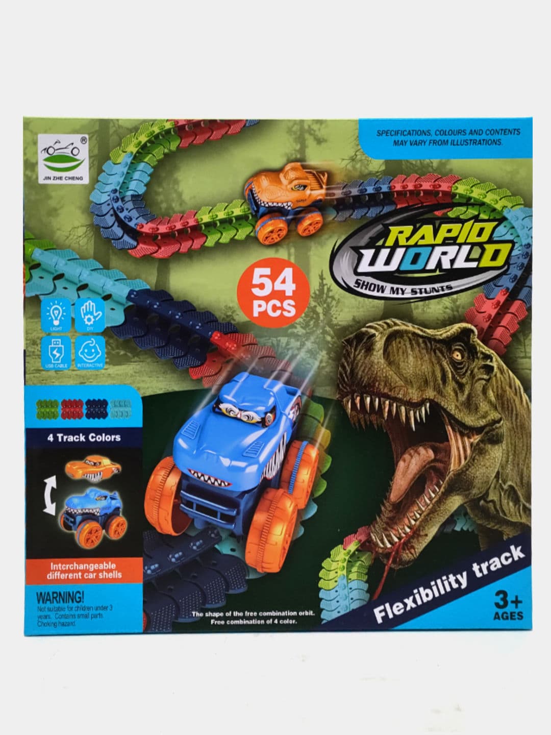 Автотрек Rapid World Dino с пусковым механизмом и динозавром для мальчиков — фото 2