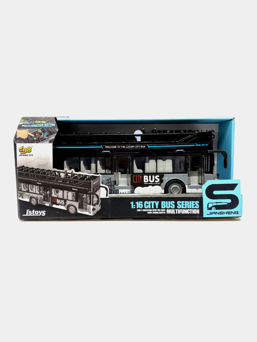 Игрушка Автобус двухэтажный с открытым верхом с музыкой и светом JS122A.