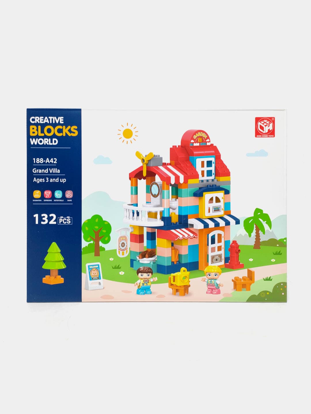 Конструктор Grand Villa Creative Blocks World, 132 крупные детали, Для детей от 3 лет, Развивает моторику и логику — фото 4