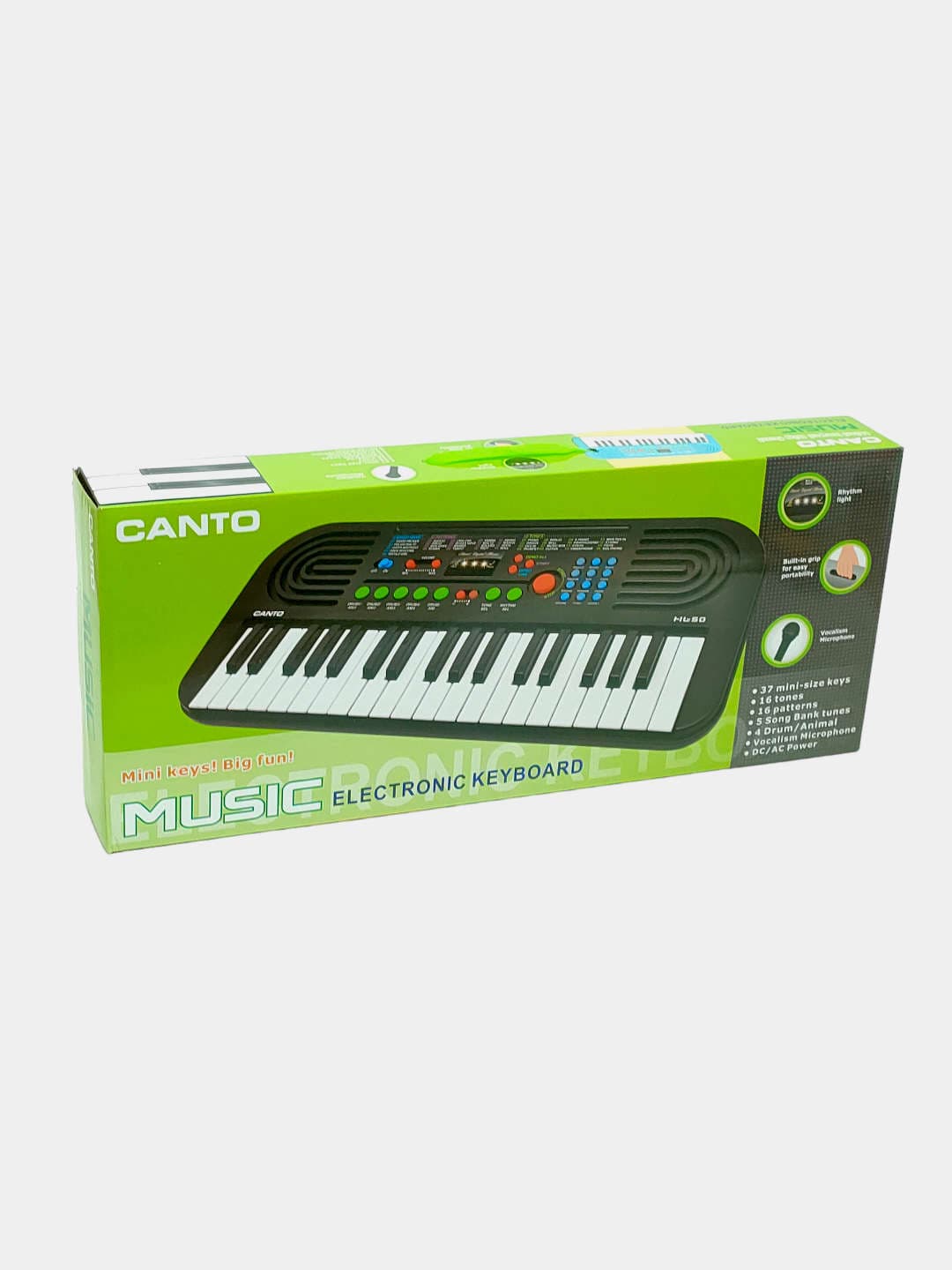 Музыкальный синтезатор Canto 37 клавиш, для детей, развивающий, с микрофоном.