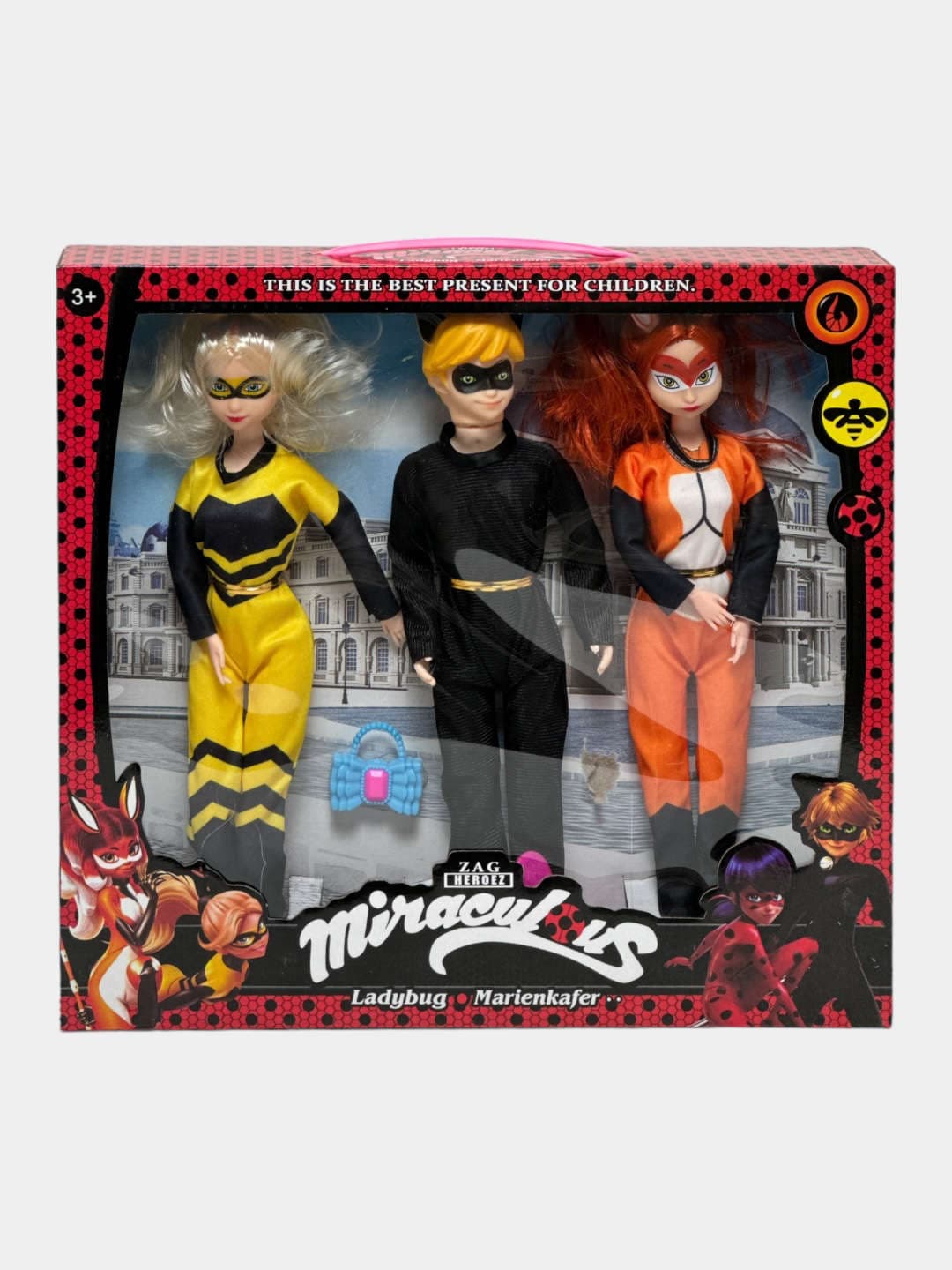 Набор кукол Miraculous: Супер-Кот, Рена Руж, Антибаг 3 героя 30см. — фото 2