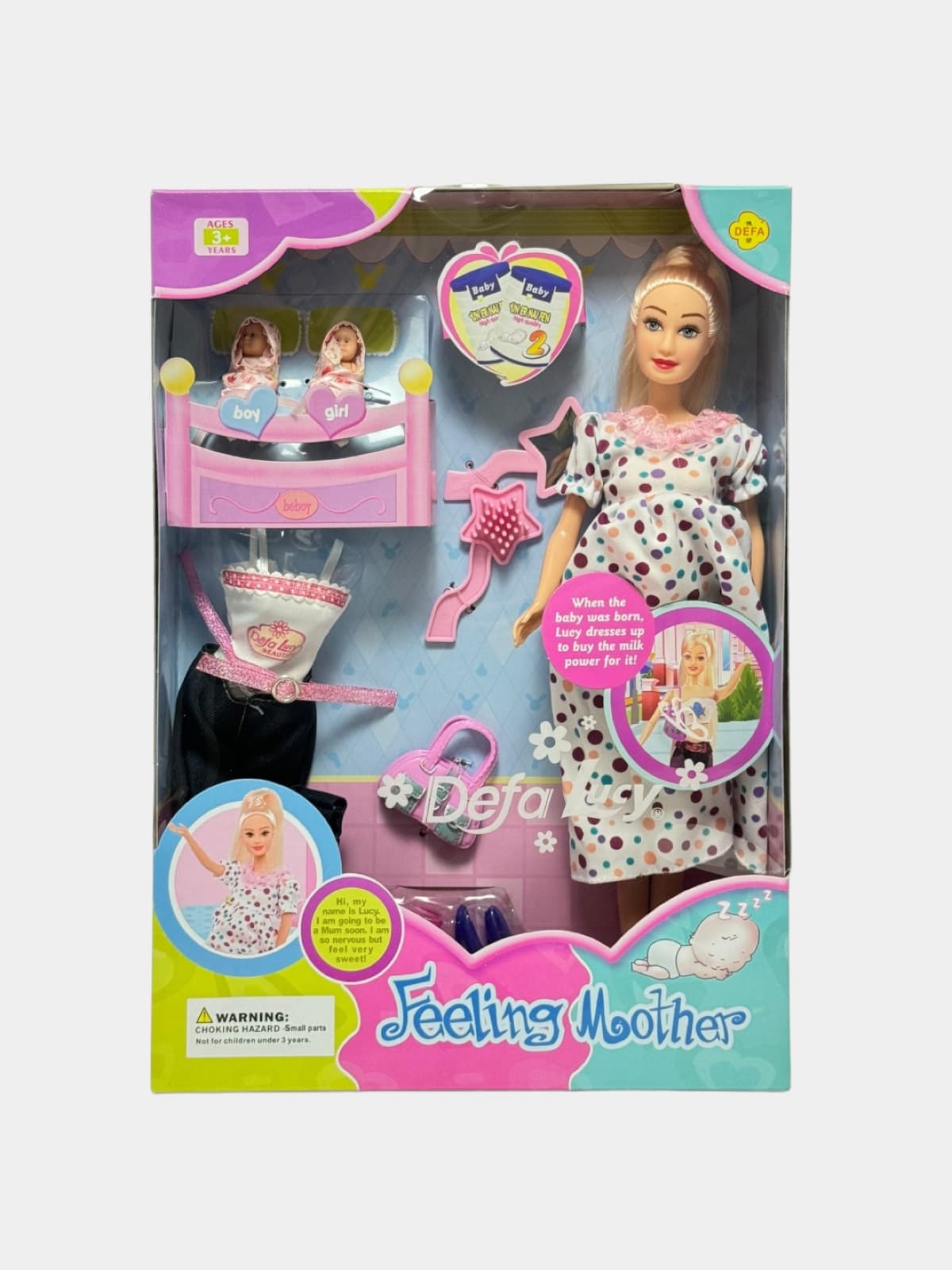 Кукла Defa Lucy мама с детьми близнецами, коляской и аксессуарами, игровой набор — фото 2