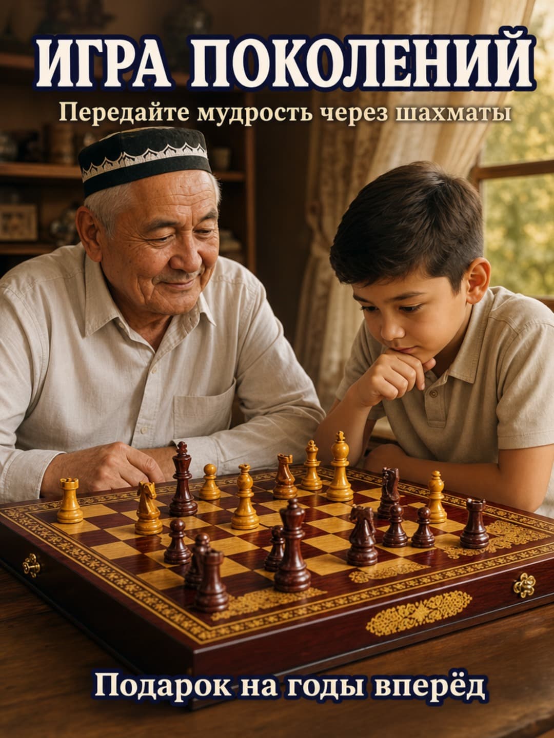 Шахматы деревянные красный/золотой развивающие для детей. — фото 3