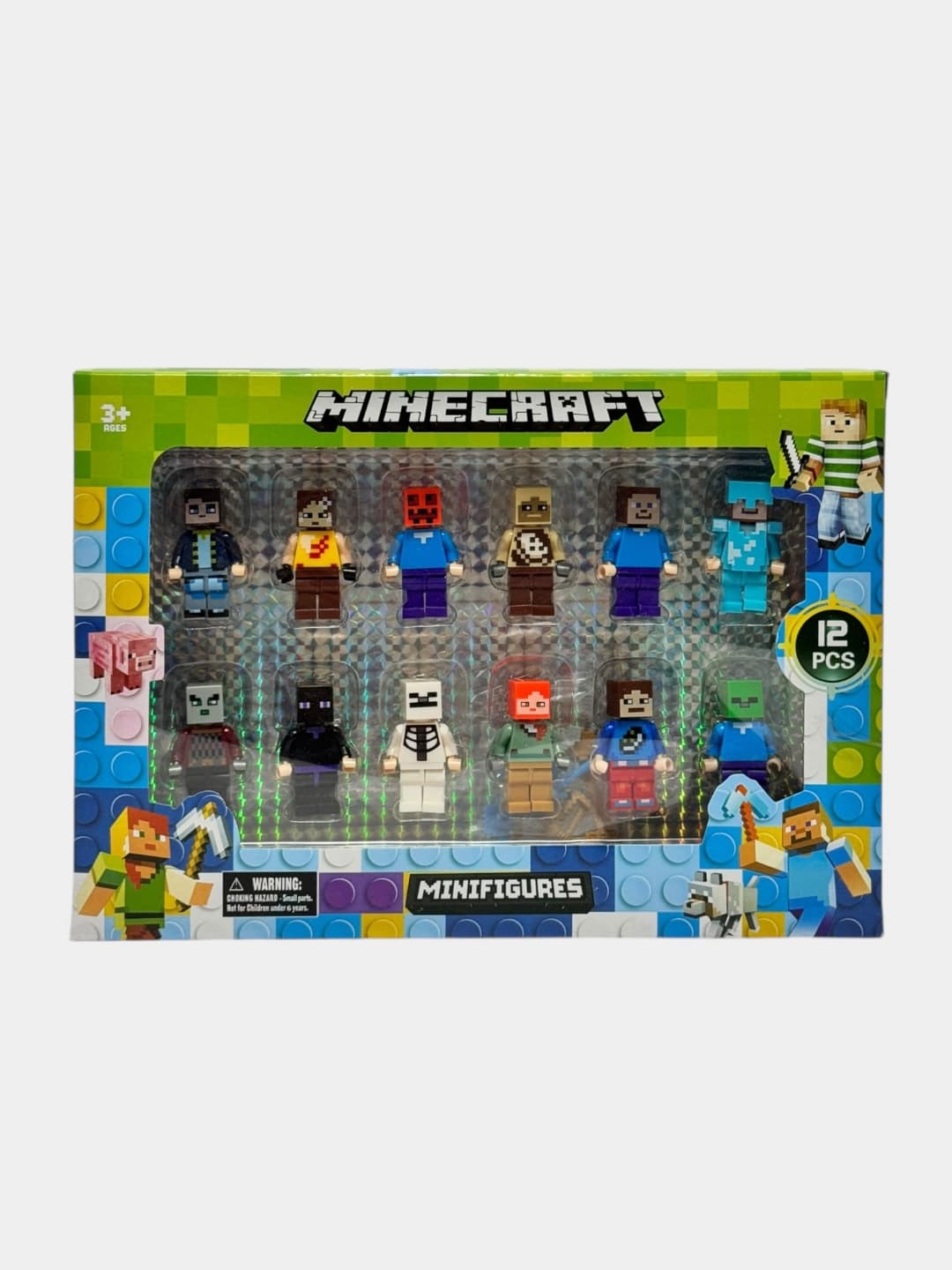Набор минифигур Minecraft, 12 шт, Пиксельный стиль, Для детей от 3 лет, Развитие моторики — фото 5