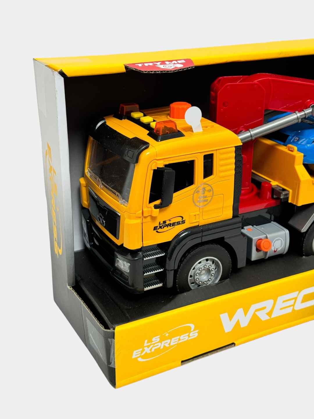 Набор машинок WENYI City Service: эвакуатор с краном и спорткар, свет и звук, масштаб 1:10 — фото 2