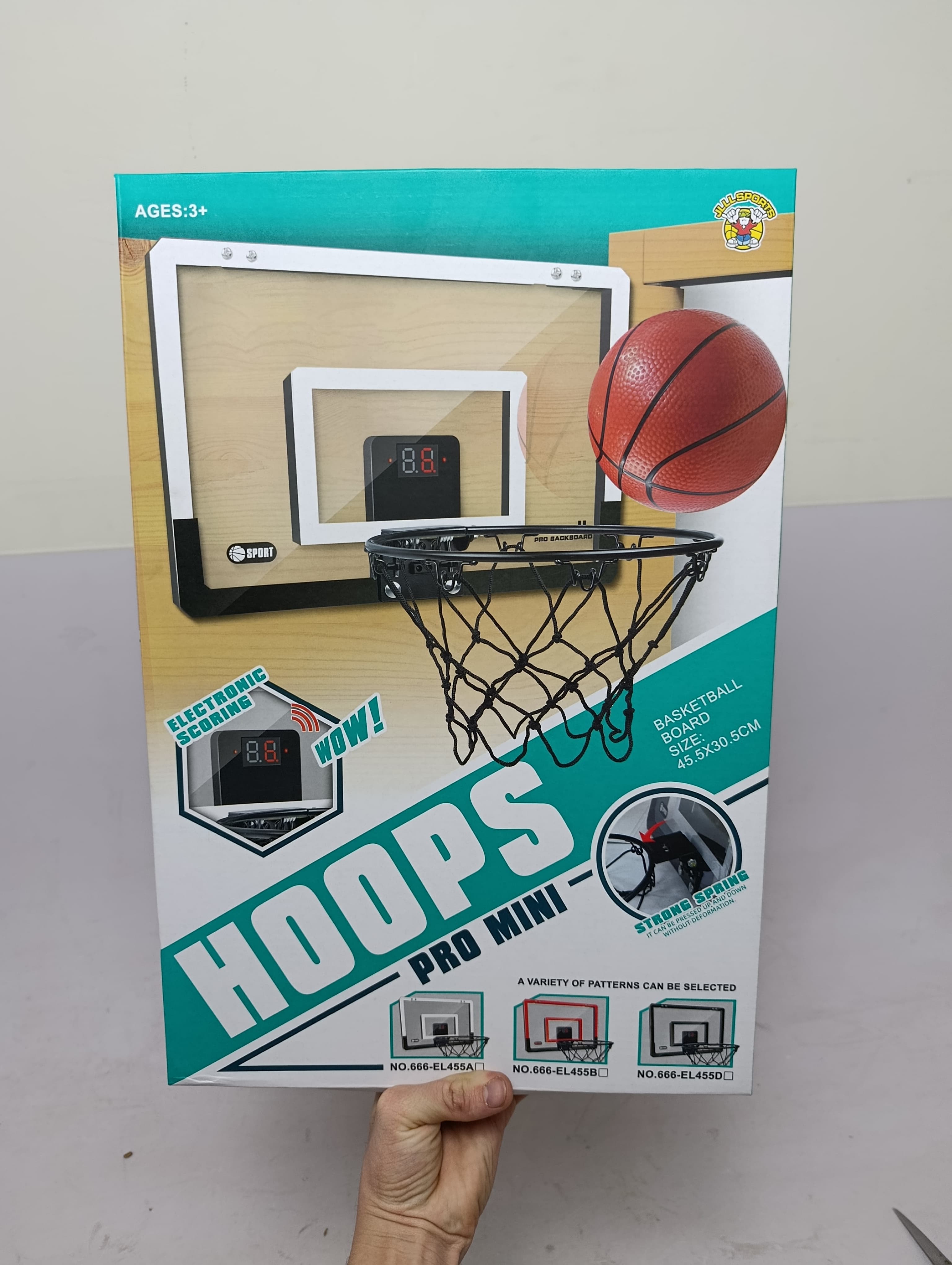 Баскетбольный щит и мяч HOOPS PRO MINI с электронным табло и кольцом на дверь — фото 2