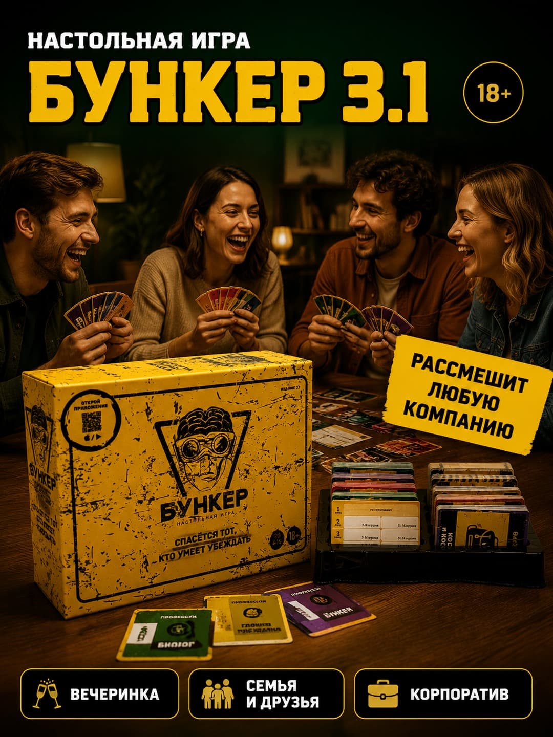 Настольная игра Бункер 3.1, Стратегия и логика, Для семьи и компаний, с QR-кодом — фото 3