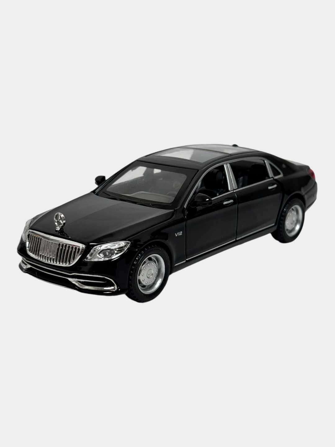 Коллекционная металлическая машинка Mercedes-Maybach S650 25 см черная. — фото 7