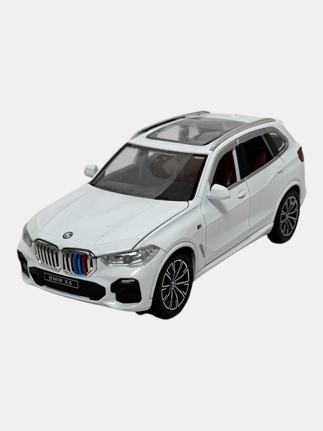 Металлическая машинка BMW X5, инерционная, 1:24, детализированная, синяя, для детей. — фото 7