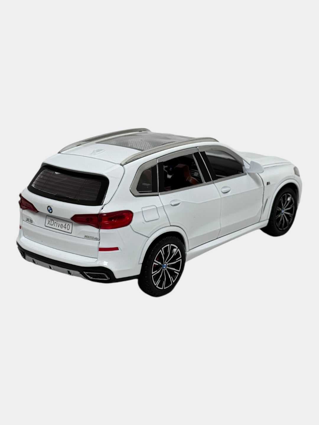 Металлическая машинка BMW X5, инерционная, 1:24, детализированная, синяя, для детей. — фото 9
