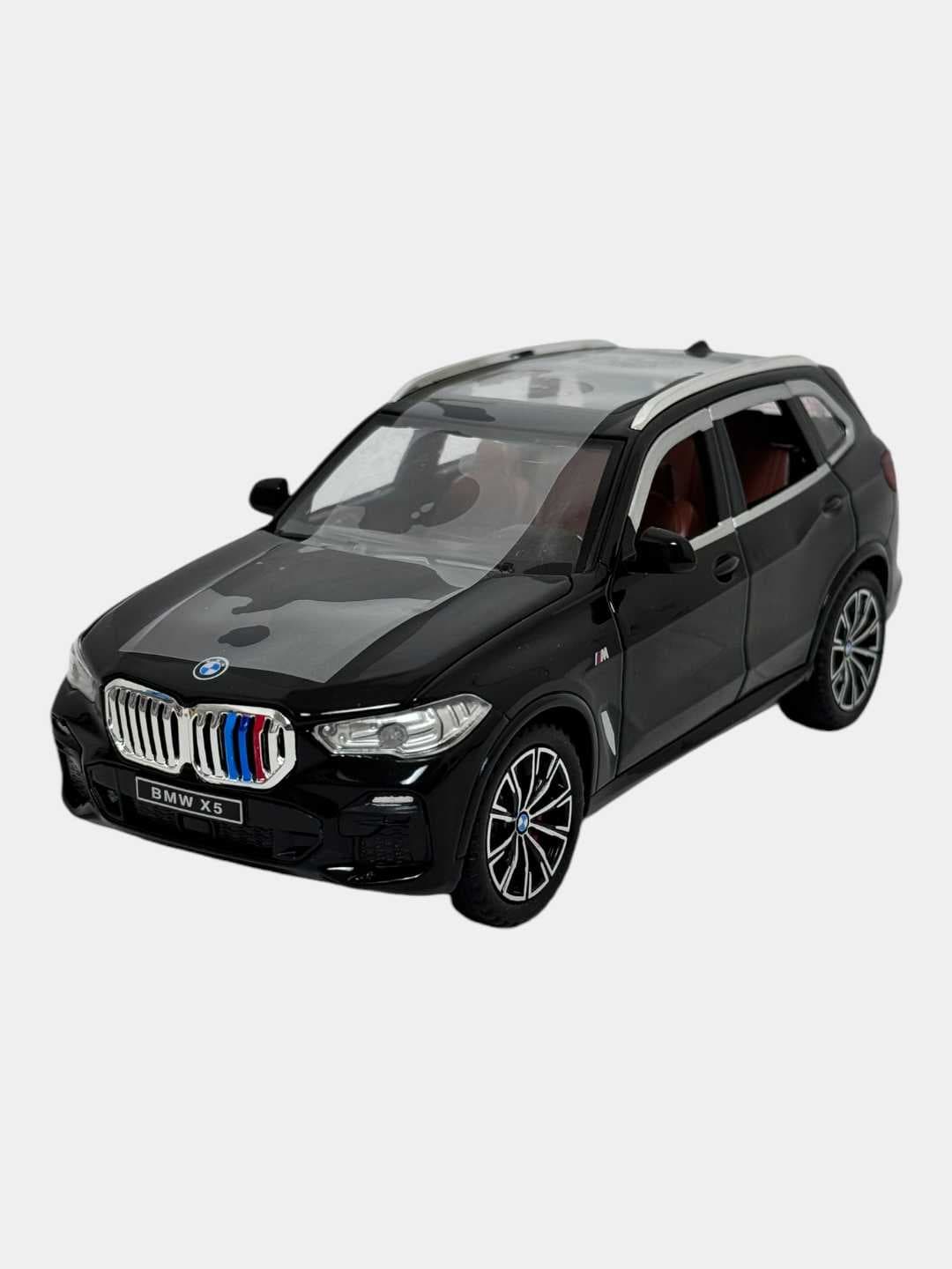 Металлическая машинка BMW X5, инерционная, 1:24, детализированная, синяя, для детей. — фото 4