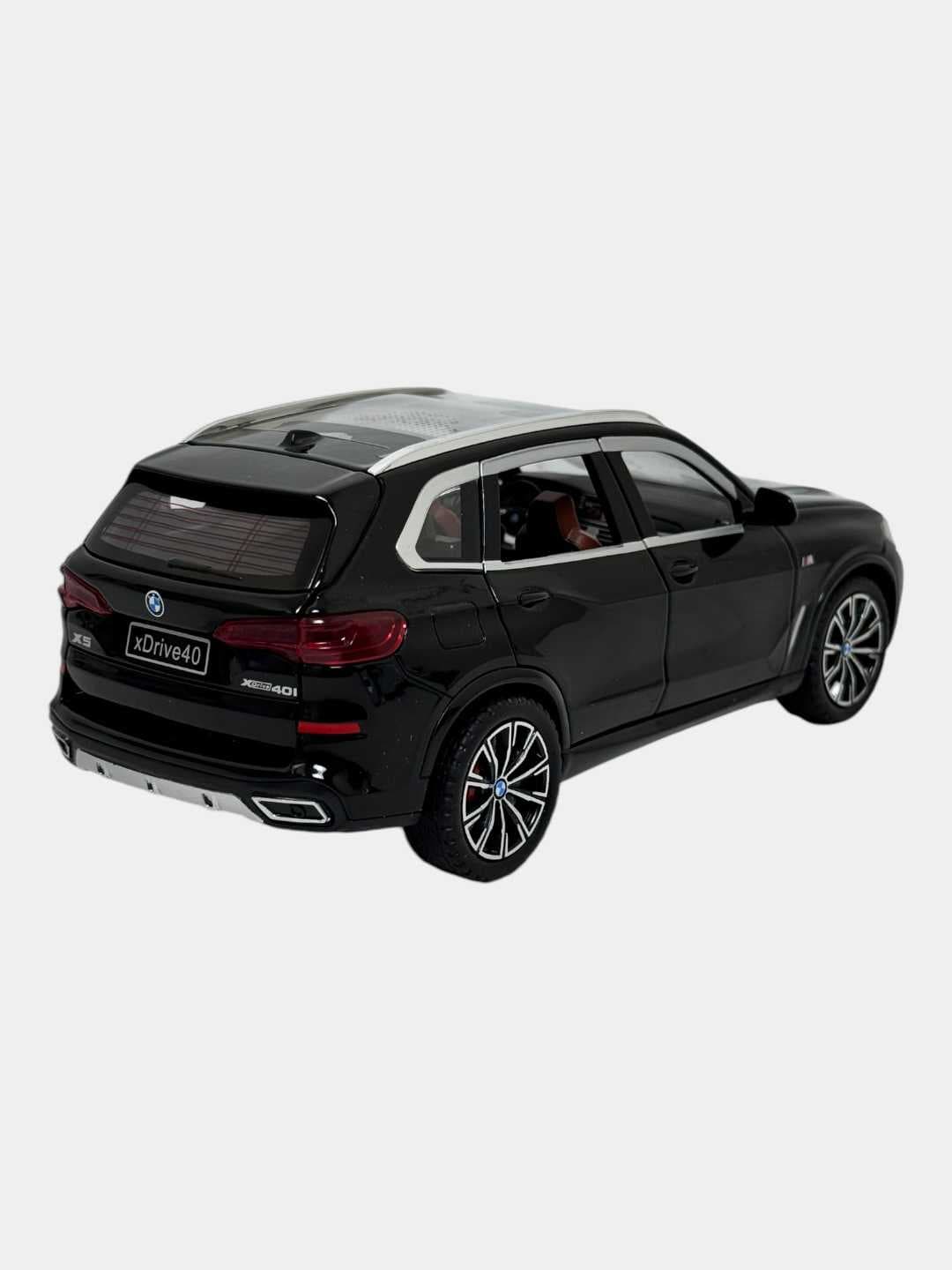 Металлическая машинка BMW X5, инерционная, 1:24, детализированная, синяя, для детей. — фото 6