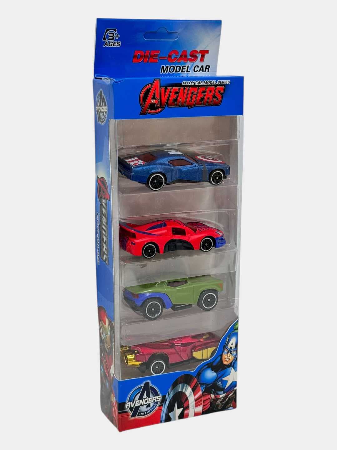 Набор машинок Avengers, 4 шт Die-Cast, Металлический корпус, Для детей от 3 лет