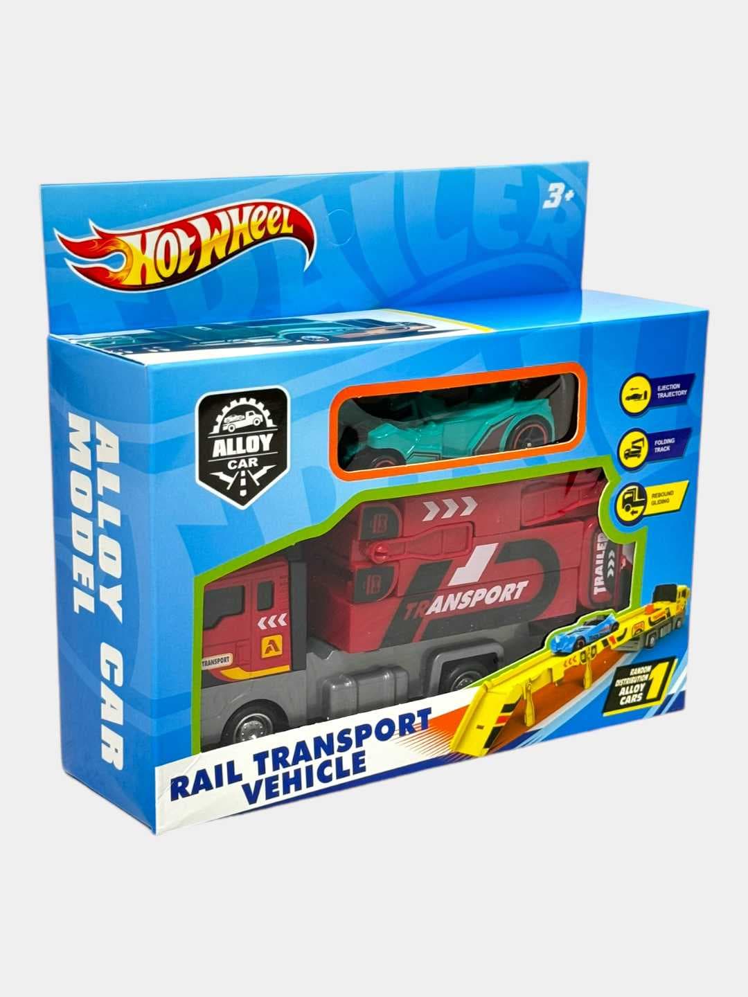 Набор машинок Hotwheel с автовозом, детский транспортный игровой комплект.