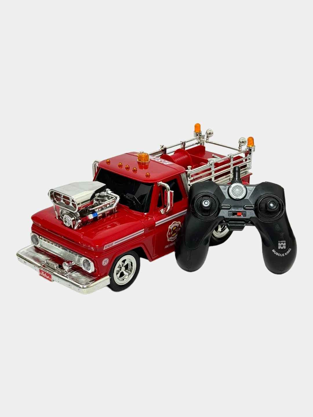 Радиоуправляемая машина Hot Rod Пожарный детский 3D-LED, автомобиль развивающий — фото 7