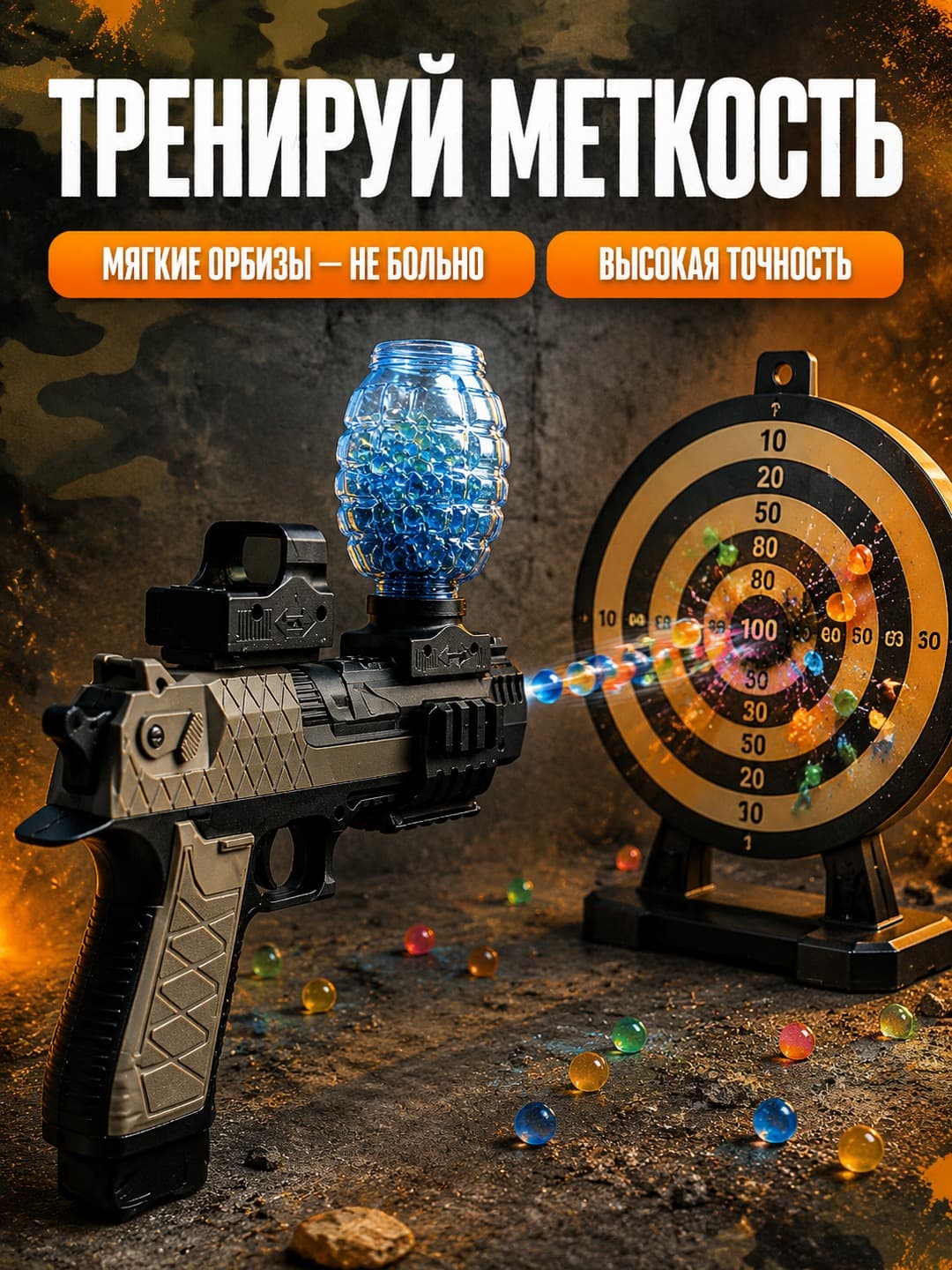 Игрушечный пистолет Desert Eagle, стреляет орбизами, для мальчиков от 6 лет, развивающий моторику — фото 5