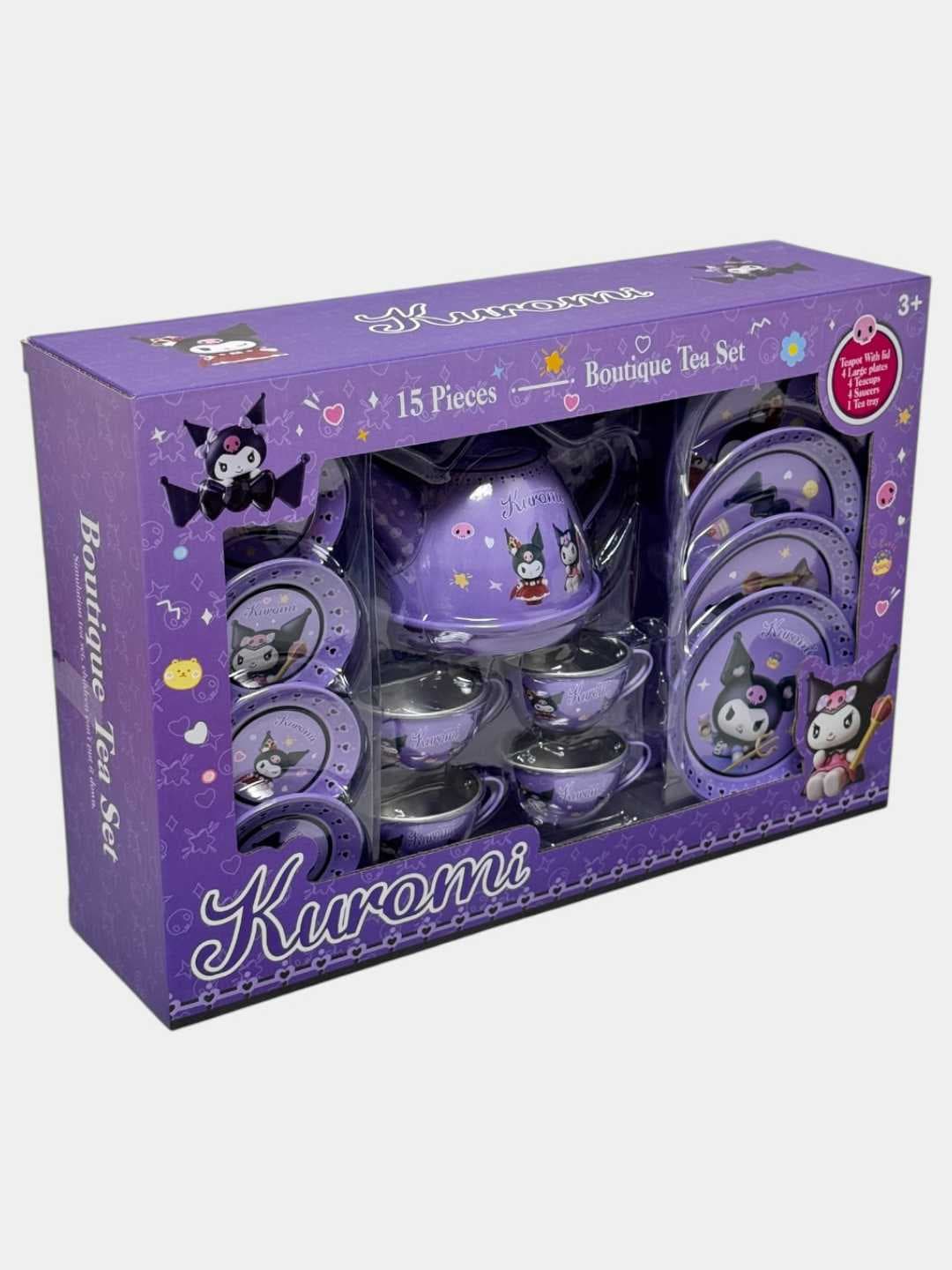 Железная посуда Boutique Tea Set Kuromi, детский игровой набор для чаепития, 15 предметов