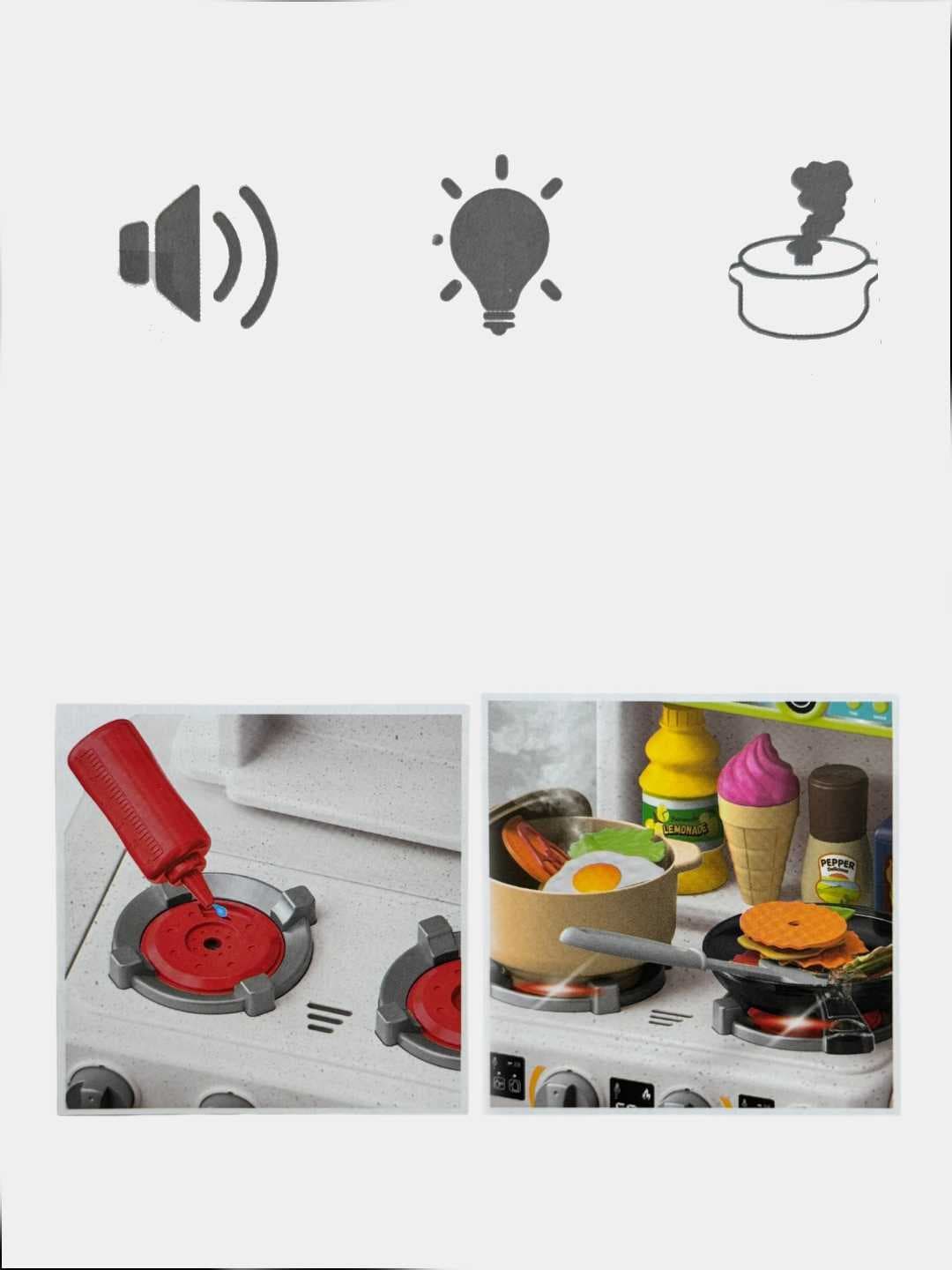 Детская игровая кухня Home Chef высота 79 см, свет, звук, вода из крана, холодный пар — фото 5