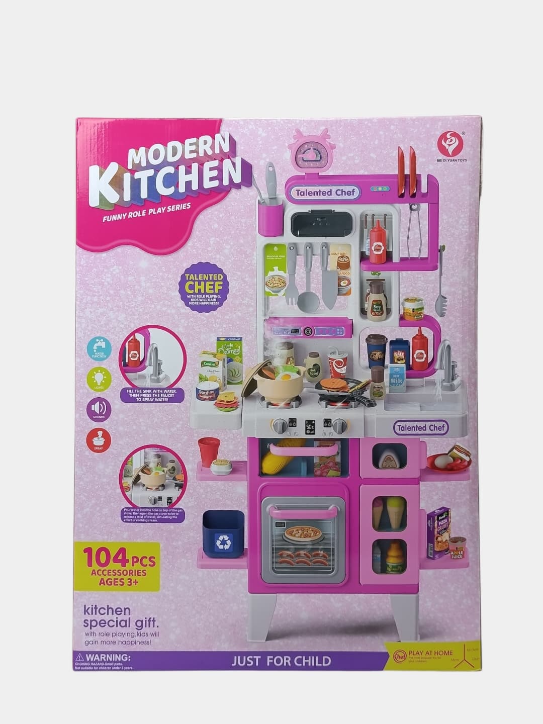 Детская игровая кухня Chef Kitchen, с аксессуарами и звуком, для ролевых игр от 3 лет — фото 3