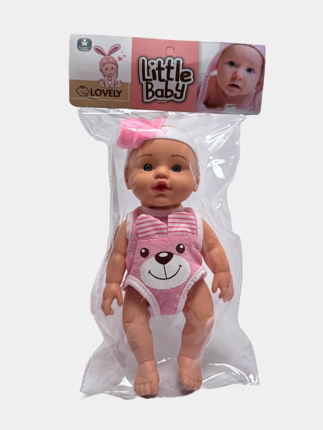 Кукла Пупс Little Baby 25 см с бантами для развития детей.