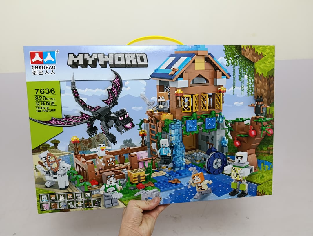 Конструктор Майнкрафт Домик и дракон, My World, 820 деталей, подарок детям
