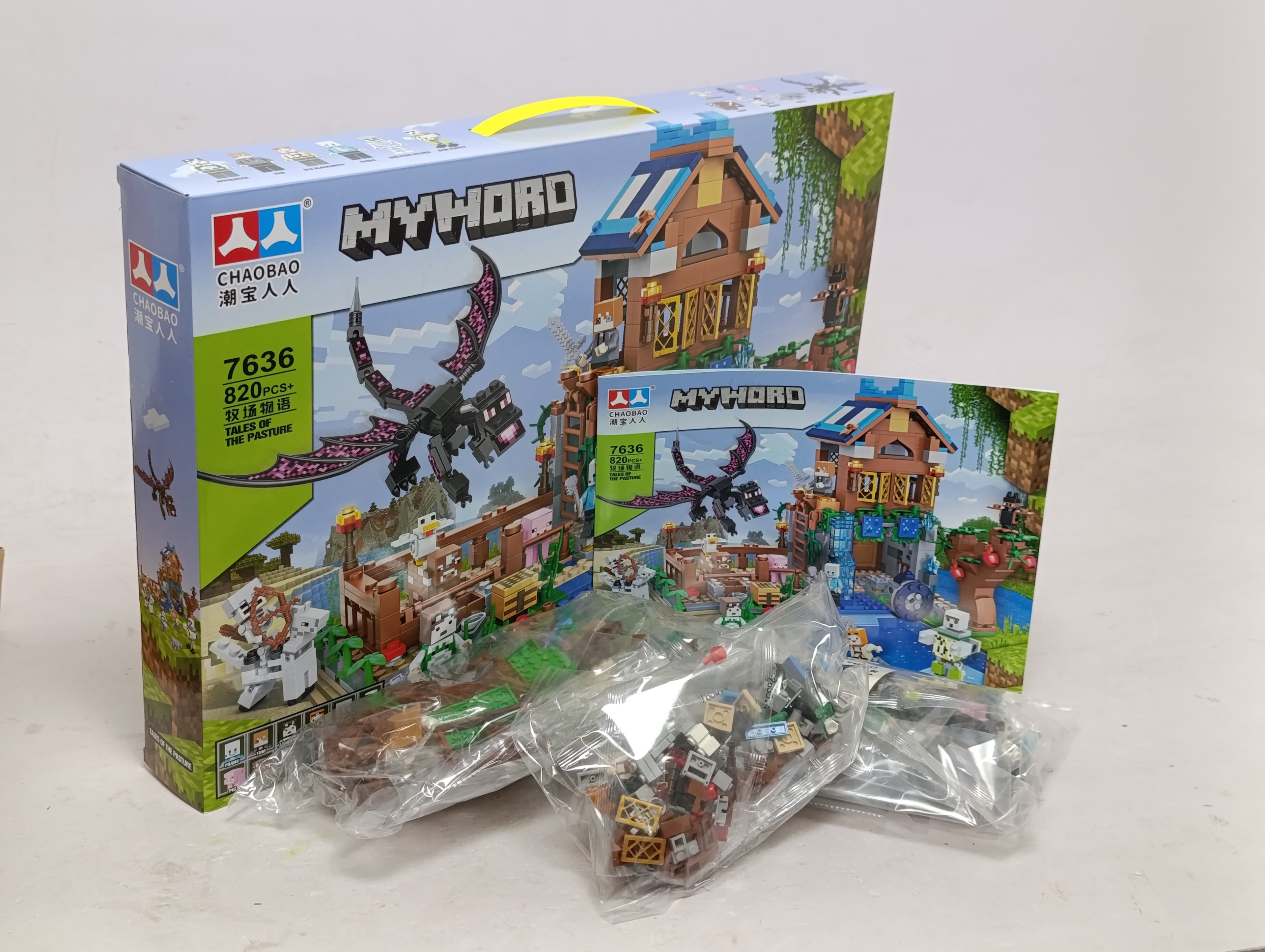 Конструктор Майнкрафт Домик и дракон, My World, 820 деталей, подарок детям — фото 6
