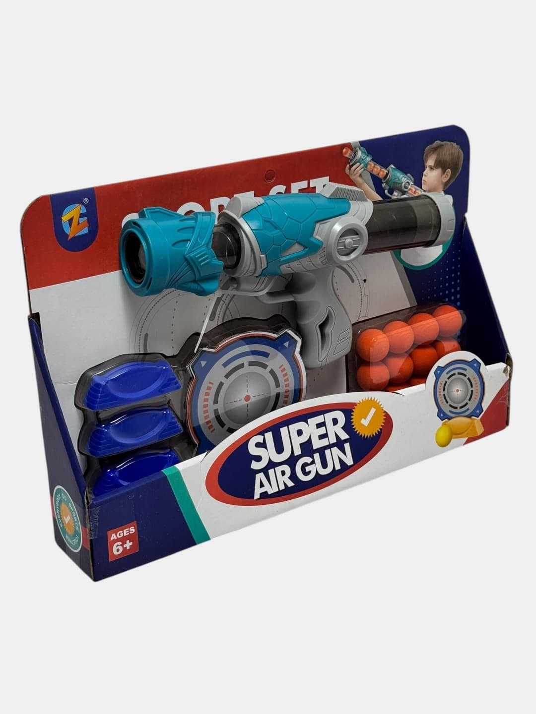 Воздушный бластер Super Air Gun синий детский развивающий 6+