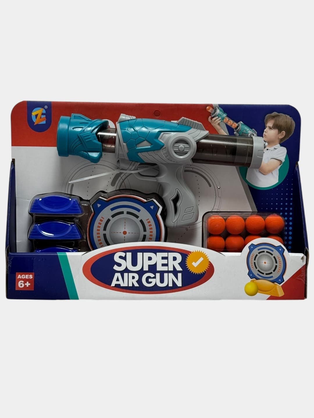 Воздушный бластер Super Air Gun синий детский развивающий 6+ — фото 2