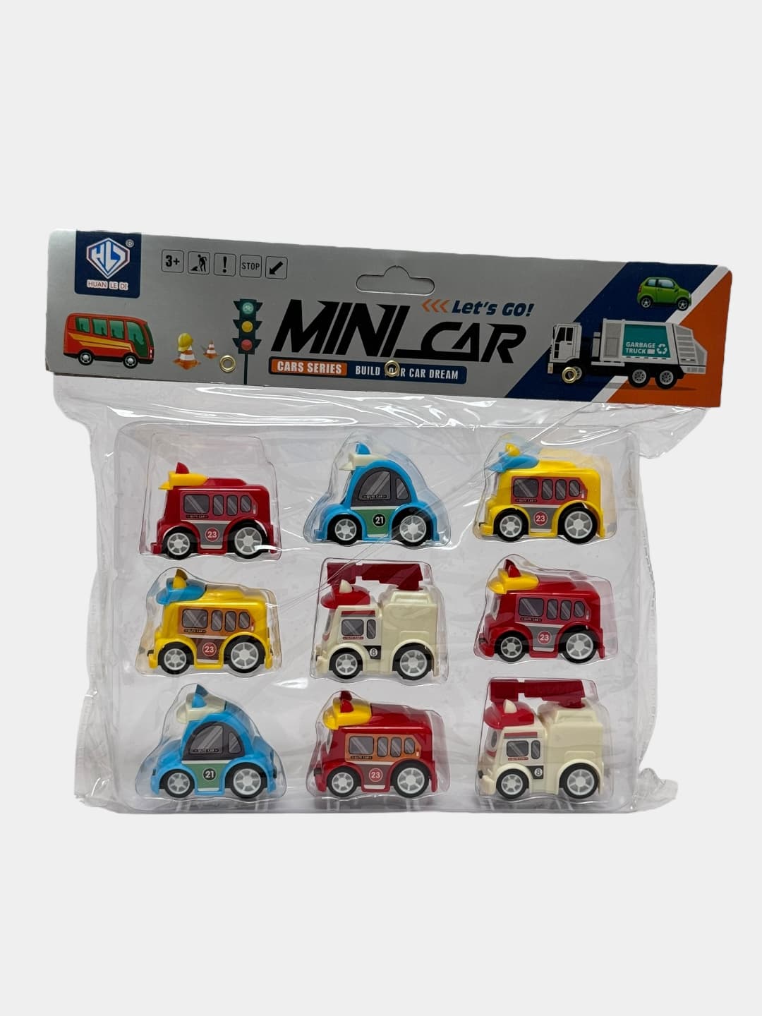 Набор инерционных машинок MINI CAR, 9 шт, для детей от 3 лет, безопасный пластик