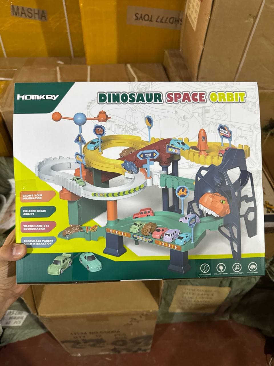 Интерактивный автотрек Dinosaur Space Orbit, Парковка с лифтом и машинками, Для мальчиков от 3 лет — фото 5
