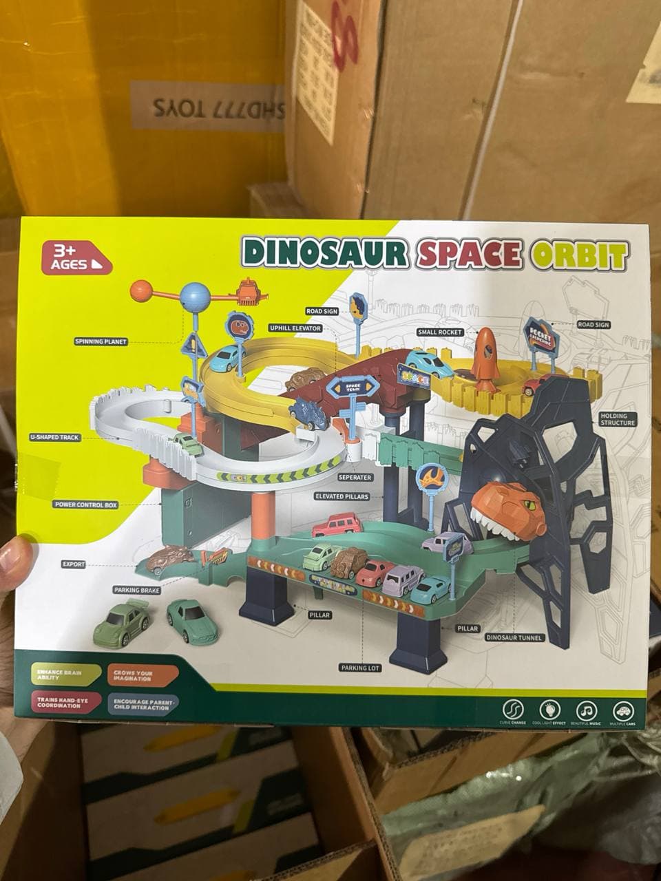 Интерактивный автотрек Dinosaur Space Orbit, Парковка с лифтом и машинками, Для мальчиков от 3 лет — фото 6